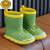 G.DUCKKIDS儿童雨鞋恐龙卡通水靴中筒防滑软底防水鞋幼儿园宝宝加绒可拆卸 恐龙绿色 15码 160mm