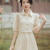 泽万邦复古改良版旗袍夏季年轻款少女旗袍连衣裙两件套仙女裙森仙系 杏色（两件套） M 96-105斤