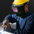 电焊安全帽 面罩焊工专用安全帽款变光电焊防护罩 脸部电 真彩PC铝架小镜片变光款+黄安全 帽