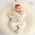 有彩秋冬季韩版婴幼儿摇粒绒可爱卡通小熊爬服新生儿休闲外出连体衣 米白色 66码（建议10-13斤）