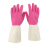众立诚 乳胶橡胶劳保手套 防水清洁防护手套 38cm粉色M码 