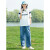 XIPR初中生短袖T恤少女POLO领上衣高中学生夏装大童韩版运动宽松套装 白色上衣 S