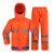 者也 反光雨衣套装 1套 蓝格橘色涤纶新式防暴雨交通执勤警示防汛雨披可定制logo 3XL码