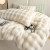 南极人冬季长毛兔兔绒毛毯加绒加厚双面绒床上用盖毯被午睡毯沙发毯子被 高克重大泡泡兔毛绒-奶白 110x150cm【可铺可盖-可当被套】