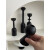 法式黑色实木烛台创意家居装饰工艺品浪漫餐桌复古饰品摆件 一对烟斗花瓶+金属球