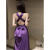 VPGX高个子连衣裙长裙到脚踝高级感生日聚会裙子气质名媛长款订婚礼服 葡萄紫一优质版升级精品牛奶丝 S