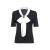 LIME FLARE莱茵春季黑色短袖针织T恤小众法式围巾领复古设计感 黑色4 XL