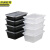 长方形一次性餐盒塑料外卖打包盒子JZSB-9311B 美式1500ml黑色100套带盖