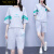 WOWCI哇次奢华高端品牌24新款运动套装女夏季大码显瘦短裤短袖女两件套 灰搭绿 XL