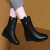 FIMINDRY中筒靴女2024冬季新款短靴坡跟马丁靴女加绒时装靴休闲女靴子 黑色(头层牛皮)MM9775-1 39