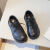 黑皮鞋男童男童小黑皮鞋软底儿童黑色英伦风表演西装男孩演出鞋子 卡其色 方扣 26码 内长15.8cm