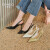 戈美其（GEMEIQ）戈美其细根高跟鞋法式小凉鞋女2023春夏季新款气质尖头一脚蹬单鞋 黑色（跟高7.5）水钻气质优雅 35