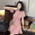歌温妮小个子套装显气质高端套装2024年纯棉粉色甜辣裙子T恤连衣裙夏季 粉色 S