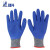 登升 手套一把手L328灰纱线蓝乳胶皱纹加厚防滑耐磨男劳保手套   12副/包 蓝色