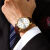 上海瑞士品牌男士手表石英表皮带腕表休闲商务时尚防水简约腕表 间黑