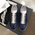 麦维欧时尚皮革圆头鞋男士板鞋皮革低帮粘胶鞋系带头层透气潮鞋 蓝色 38