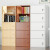 德宋多层书柜书架带门实木色简易置物柜收纳柜简约现代墙角柜子储物柜 2层加锁-暖白色-高60CM