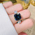 欧蜜拉（OUMEYLLA）轻奢方形蓝色宝石戒指女简约大气925银食指戒气质奢华满钻女戒 15号