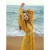 黎尚朵30-35岁左右女人夏天穿的连衣裙三亚海边旅游拍照女气质印花 黄色 s