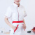 适用于男女通用款工作服上衣长袖厨师服工装餐厅咖啡厅食堂后厨服 红边长袖(XL)