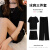克莱卡伦（CLARE KALEN）冰丝软软三件套短袖睡衣女可外穿2023年新款小清新韩版休闲家居服 黑色-冰丝软软三件套 均码(80-140斤)