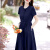 麦抒中年人穿的大摆连衣裙高端纯棉中年女装2024夏季新款今年流行 藏青色 M:建议95-110斤
