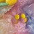 巴克乐乐跨境专供个性抽象手作耳环几何圆形撞色个性黏土软陶耳环欧美 A 黄粉