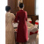 俙兹2024旗袍妈妈装礼服遮肉减龄西式婚礼喜妈妈婚宴装女儿结婚红色 红色 L 建议95110斤
