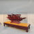 少府南湖红船木质儿童拼装模型玩具桌面摆件手工国风学生特色工艺品 实木红船模型-14CM+玻璃罩