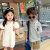 迪士尼男童时尚韩版夏季新款短袖套装中小童洋气休闲宽松POLO衫兄妹六一 米白Polo裙 160