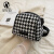 酷奇袋鼠（KUQIDAISHU）网红小包包女2023夏季新款时尚简约格子贝壳包帆布包女单肩斜挎包 花黑色