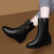 FIMINDRY中筒靴女2024冬季新款短靴坡跟马丁靴女加绒时装靴休闲女靴子 黑色(头层牛皮)MM9775-1 39