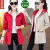 乔骏晟双面穿女装新款秋季时尚韩版修身显瘦中长款高档风衣外套 黑色 反面红色可拆 M 建议80-95斤