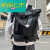 MEDYST韩版街头潮流双肩包新款卷口时尚个性背包男大容量防水大学生书包 黑色
