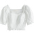 自巧小个子泡泡袖方领碎花雪纺衫女年夏季新款短上衣设计感 白色 M