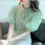 网禾年轻女士网纱拼接蕾丝优雅衬衫女钉珠泡泡袖2023夏季韩版宽松显瘦 绿色 S