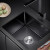 黑色纳米04不锈钢洗菜盆吧台手水槽台下盆厨房嵌入式单槽小 *0配七字冷热水龙头