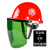 定制安全帽式电焊面罩烧焊工防护罩脸部面屏防飞溅打磨透明焊帽头戴式柯思捷 安全帽(红色)+支架+绿色屏