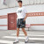 贵娇儿（GUIJIAOER） 美式运动裤男透气篮球裤假两件健身训练短裤 3X3黑色短裤+3X3藏青色短袖 M(165-170高.100-120斤)