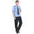 海斯迪克 HKZJ-25 春秋保安衬衫制服 物业安保执勤服套装 蓝长袖+标志+裤子185码