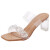 杜赫.HoneyGirl2023夏季新款水晶跟透明凉鞋女外穿高跟拖鞋粗跟一字带 米白色跟高7厘米 34