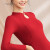美愫秋季新款长袖上衣中国风瑜伽服套装时尚修身百搭健身运动普拉提两件套带胸垫 中国红 XL