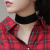 韩版扣子个性朋克风黑色宽绒布颈链短款项链脖链百搭服装配饰品女 绑带黑色