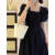 俞迈职业女装高端套装夏天夏季新款女装法式高级感气质泡泡袖连衣裙港 黑色 M 95-105斤