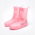 双排扣成人雨鞋户外防尘防水雨鞋套 PVC厚耐磨便携式中筒雨鞋套B 粉色 36/37