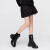 艾莱依（ERAL）艾莱依商场同款半身裙女花苞式设计感小众裙子夏季短款A字裙 炭黑 170/92A/XL