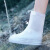 谐晟 加厚PVC高筒防雨鞋套 下雨天防滑耐磨户外登山雨鞋雨靴 白色 M码 1双