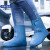 防雨防汛硅胶雨鞋套男女加厚防滑耐磨学生便携式雨靴仿硅胶水鞋套 纽扣款-中筒蓝色-107 XL40-42码
