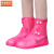京洲实邦 防水雨鞋套防滑硅胶下雨天雨鞋套男女加厚高筒防雨靴B 919粉色