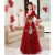 兰卡·罗妮敬酒服新娘2023新款高级感小个子酒红色结婚订婚礼服女平时可穿 酒红色长款 XXL